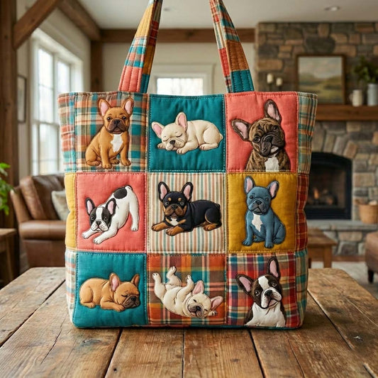 The Frenchie Patchwork Quilted Tote