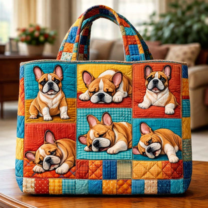 French Bulldog Puppies Quilted Tote