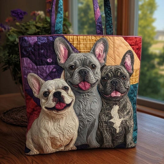 Three French Bulldogs Tote Bag