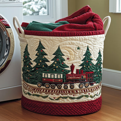 Christmas Train Laundry Quilted Tote
