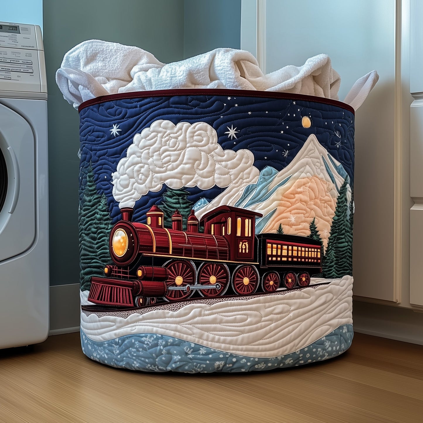 Christmas Train Laundry Tote Bag