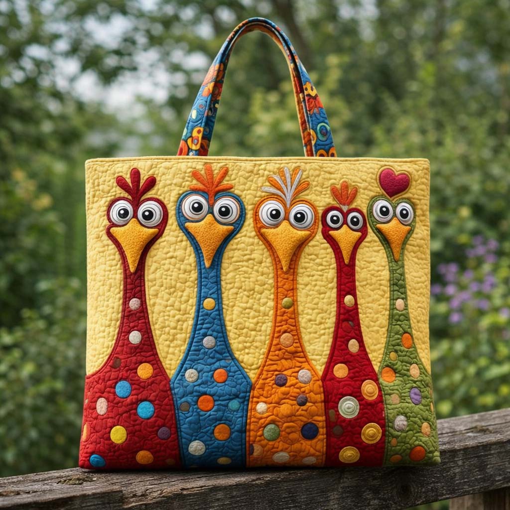 Colorful Cartoon Chickens Tote Bag