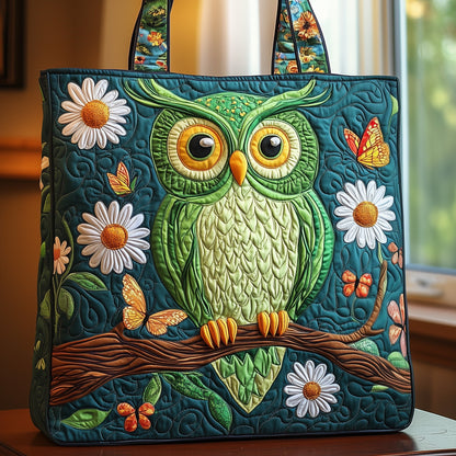 Everyday Owl Daisies Quilted Tote