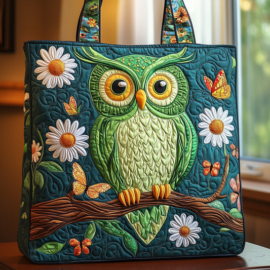 Everyday Owl Daisies Quilted Tote