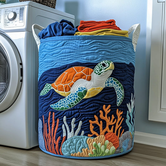The Turtle Ocean Quilted Laundry Basket Tote C481