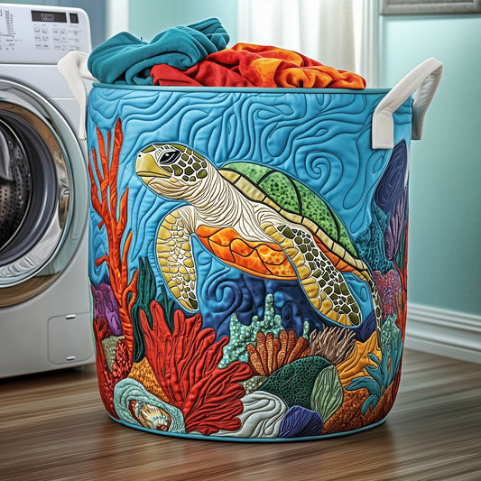 The Turtle Ocean Quilted Laundry Basket Tote C482