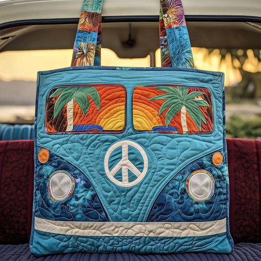 Vintage Van Sunset Quilted Tote