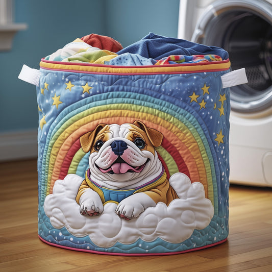 The Rainbow Bulldog Quilted Laundry Basket Tote
