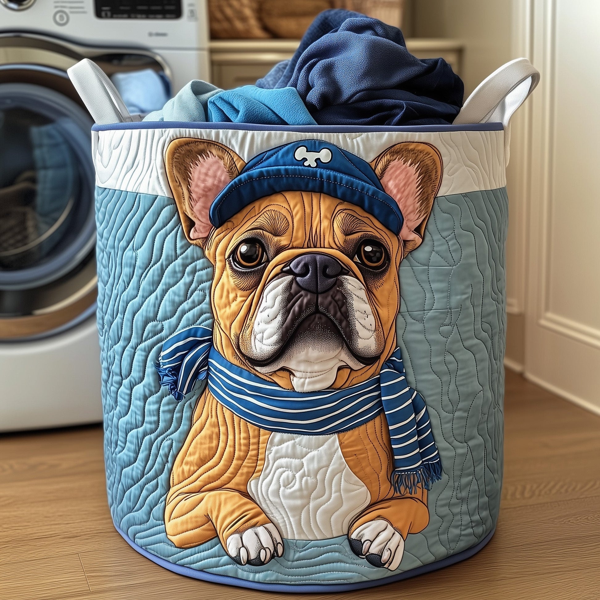The Adorable Bulldog Quilted Laundry Basket Tote