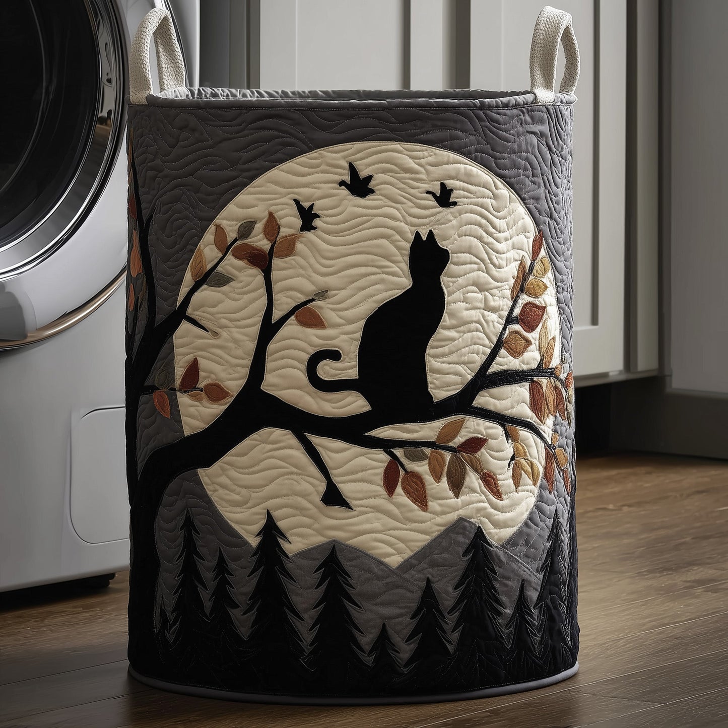 The Cat Moon Quilted Laundry Basket GFTOYC56 Tote