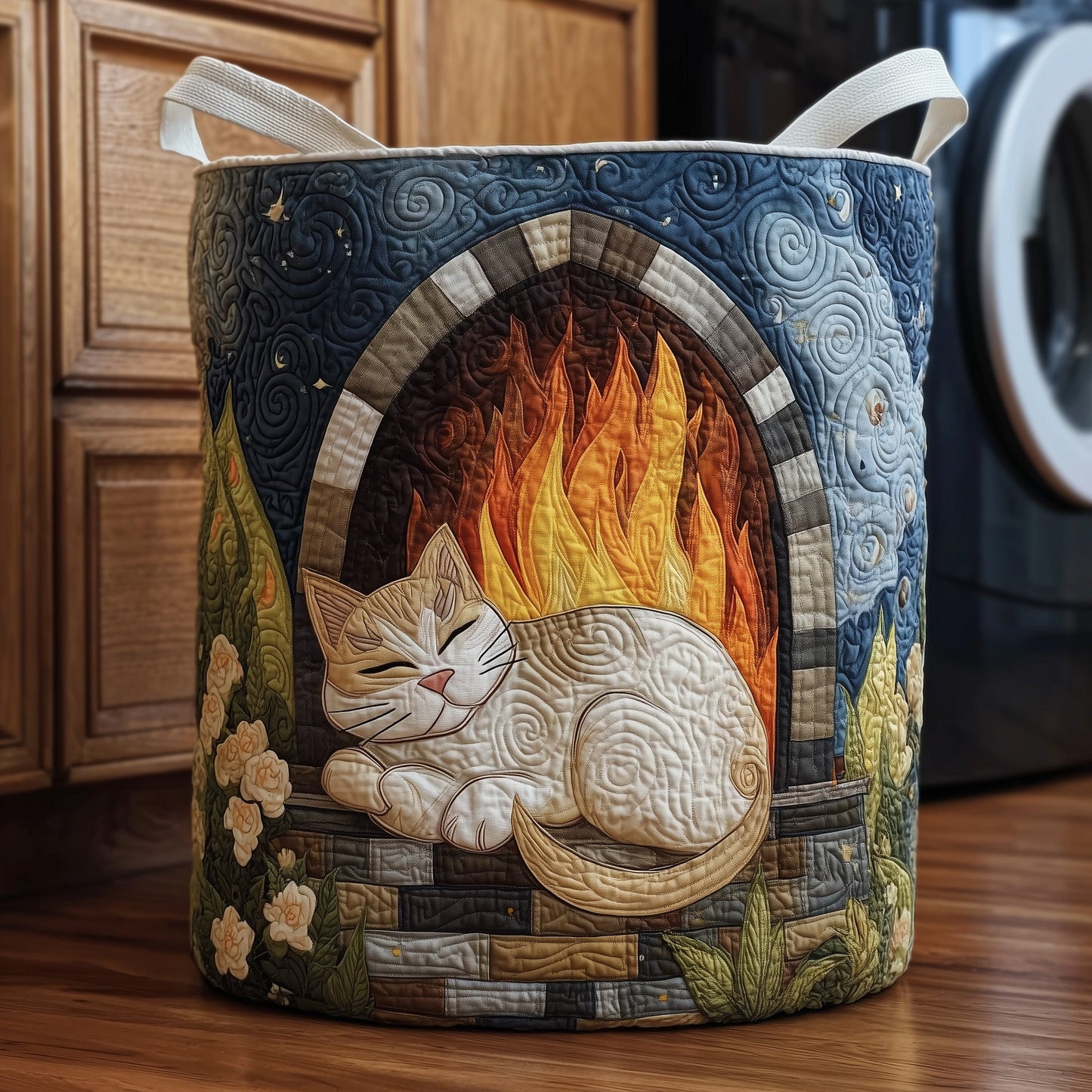 The Cozy Cat Quilted Laundry Basket GFTOYC58 Tote