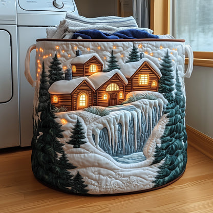 The Cabin Log Quilted Laundry Basket Tote