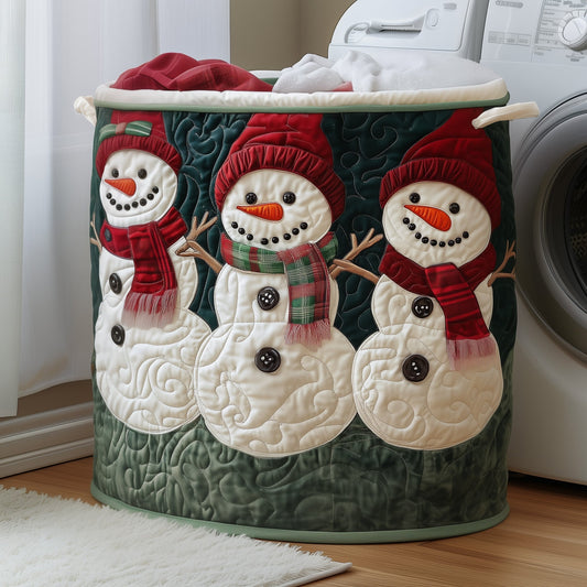 The Snowman Friends Quilted Laundry Basket Tote