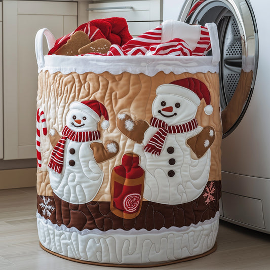 The Snowman Baking Quilted Laundry Basket Tote