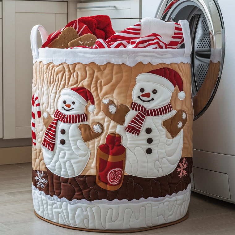 The Snowman Baking Quilted Laundry Basket Tote