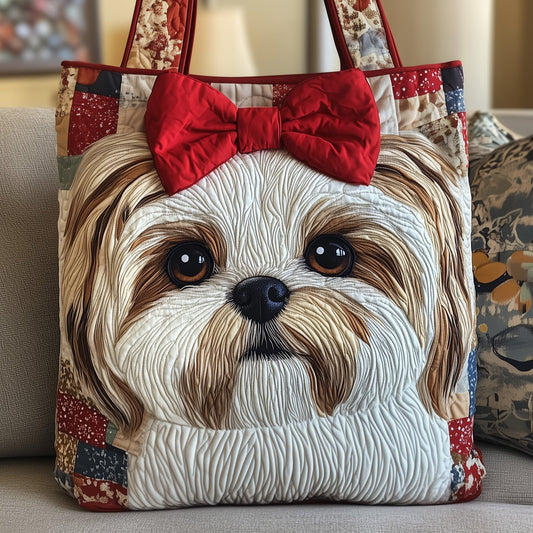 Shih Tzu Dog Face Quilted Tote