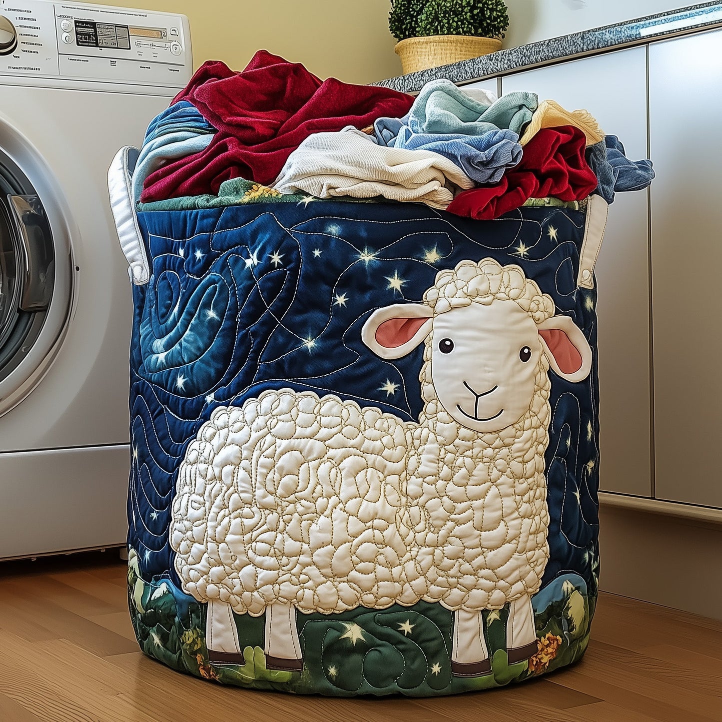 Adorable Sheep Laundry Quilted Tote