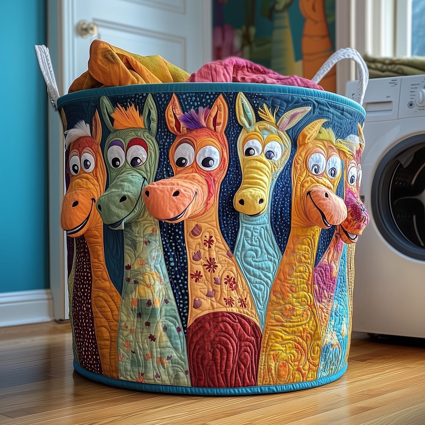 The Joyful Donkey Quilted Laundry Basket Tote