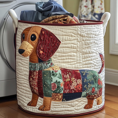 The Floral Dachshund Quilted Laundry Basket Tote