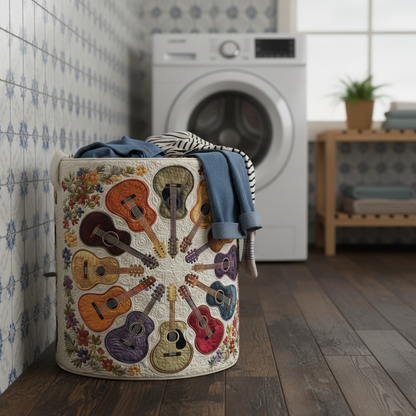 The Guitar Circle Quilted Laundry Basket Tote