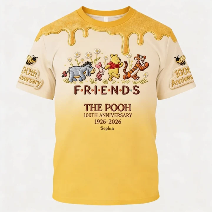 Honey Bear 100 Years Of Friendship Together - Personalized Mouse All Over Shirt - MNPS0107