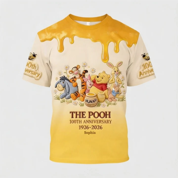 Honey Bear Celebrating A Century Of Friendship - Personalized Mouse All Over Shirt - MNPS0108