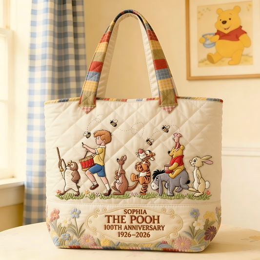 Honey Bear Celebrate 100 Years Of Friendship - Personalized Quilted Tote Bag - NSK10050