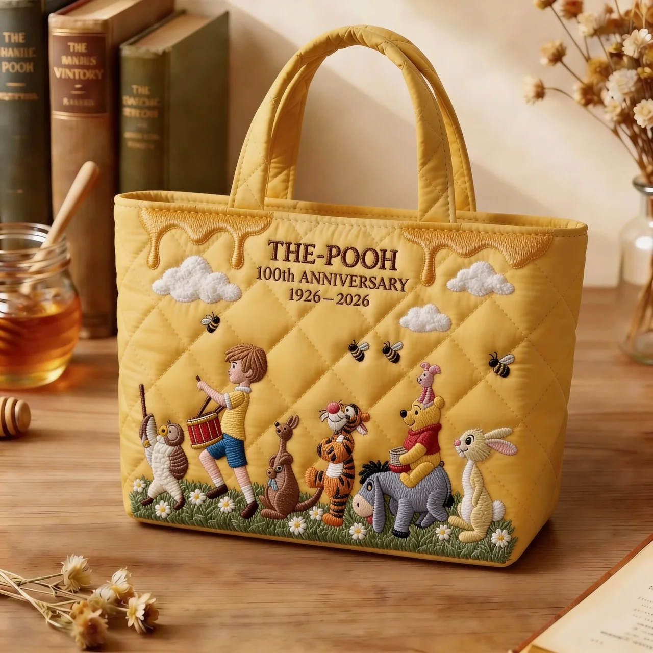 Honey Bear Celebrate 100 Years Of Friendship - Personalized Quilted Tote Bag - NSK10028