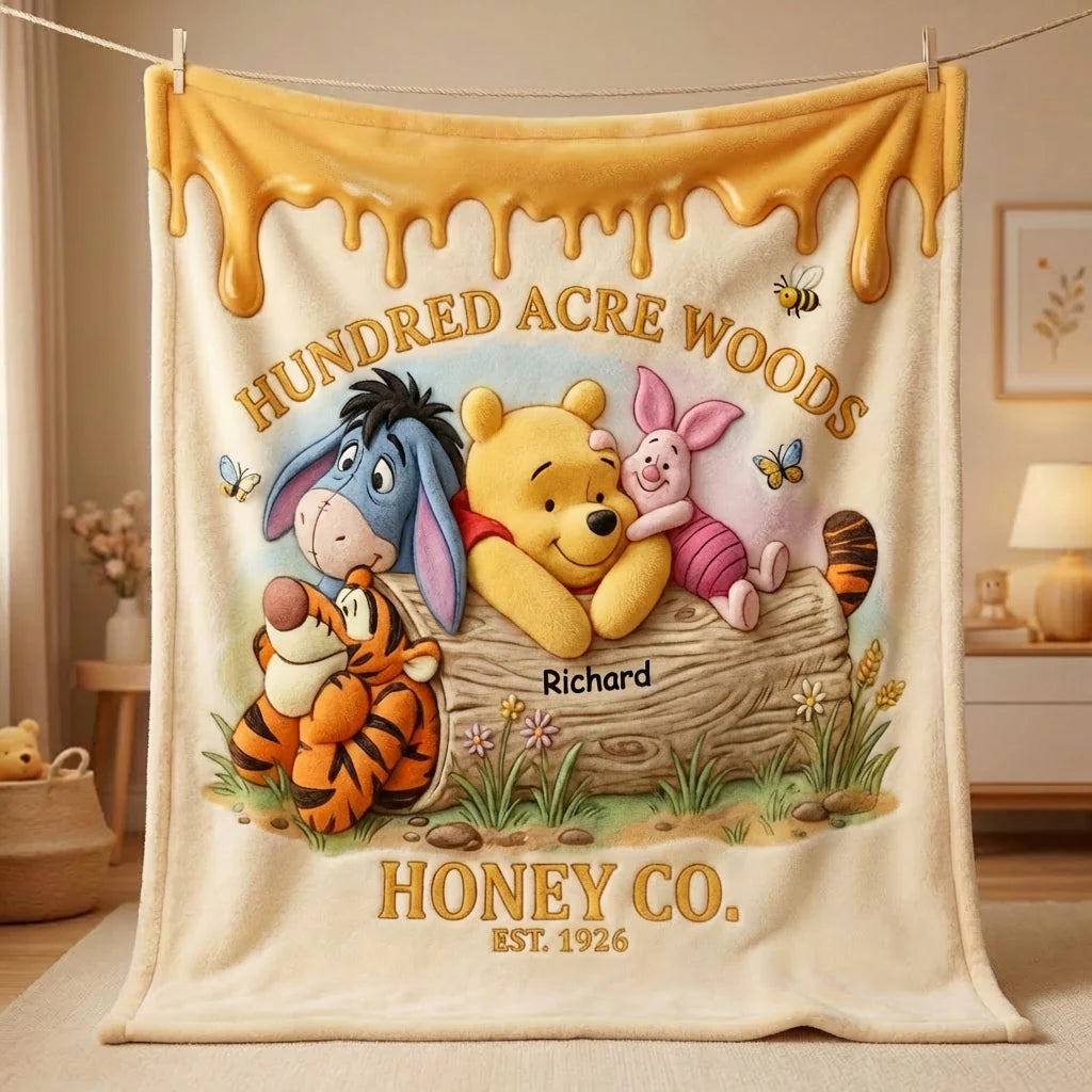 Honey Bear Happy 100 Years Of Woodland Friends - Personalized Mouse Blanket | MNPB01008