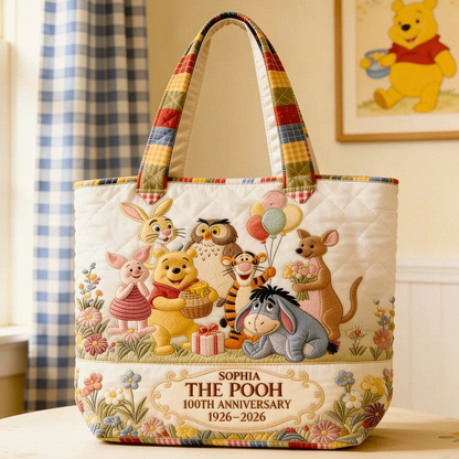 Honey Bear Celebrate 100 Years Of Friendship - Personalized Quilted Tote Bag - NSK10049