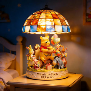 Honey Bear Celebrating 100 Years Of Friendship - Personalized Yellow Bear Acrylic LED Night Light | MNPS01003