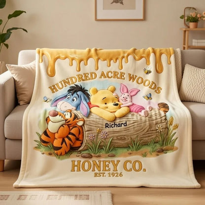 Honey Bear Happy 100 Years Of Woodland Friends - Personalized Mouse Blanket | MNPB01008