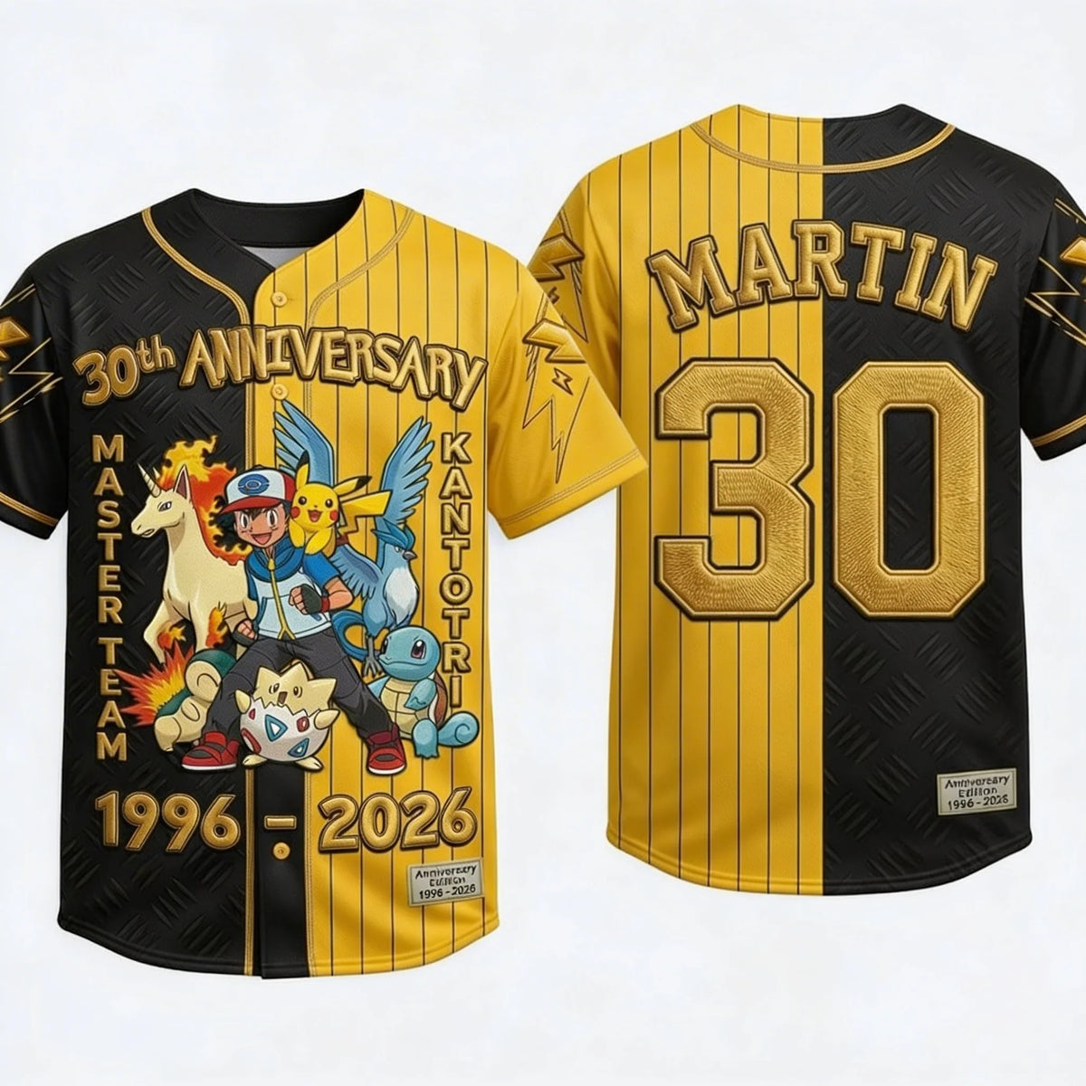 Celebrate 30 Years Of Catching Them All - Personalized Baseball Jersey - MNPS0402NL