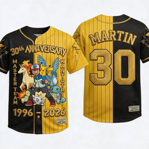 Celebrate 30 Years Of Catching Them All - Personalized Baseball Jersey - MNPS0402NL