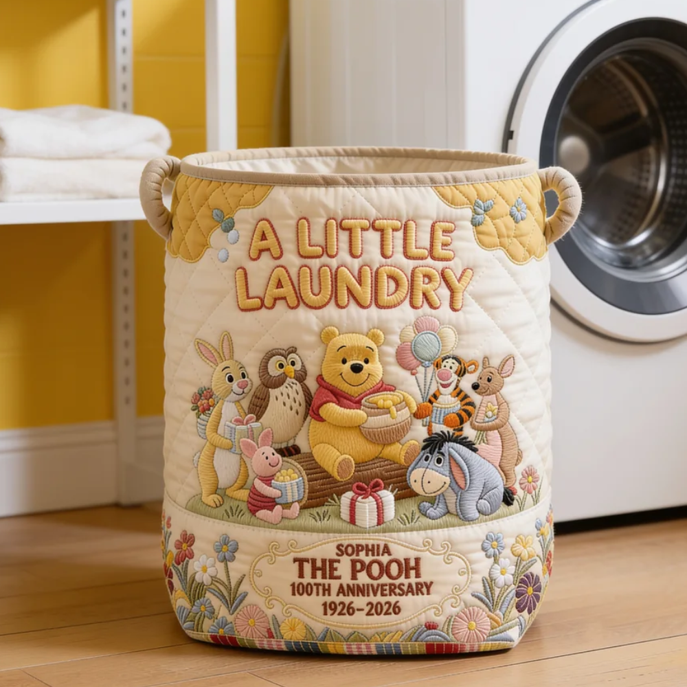Honey Bear Celebrate 100 Years Of Friendship - Personalized Quilted Laundry Basket - NSK10103