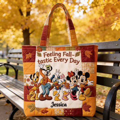 Feeling Fall Tastic With Magical Friends - Personalized Quilted Tote Bag - NSK10098