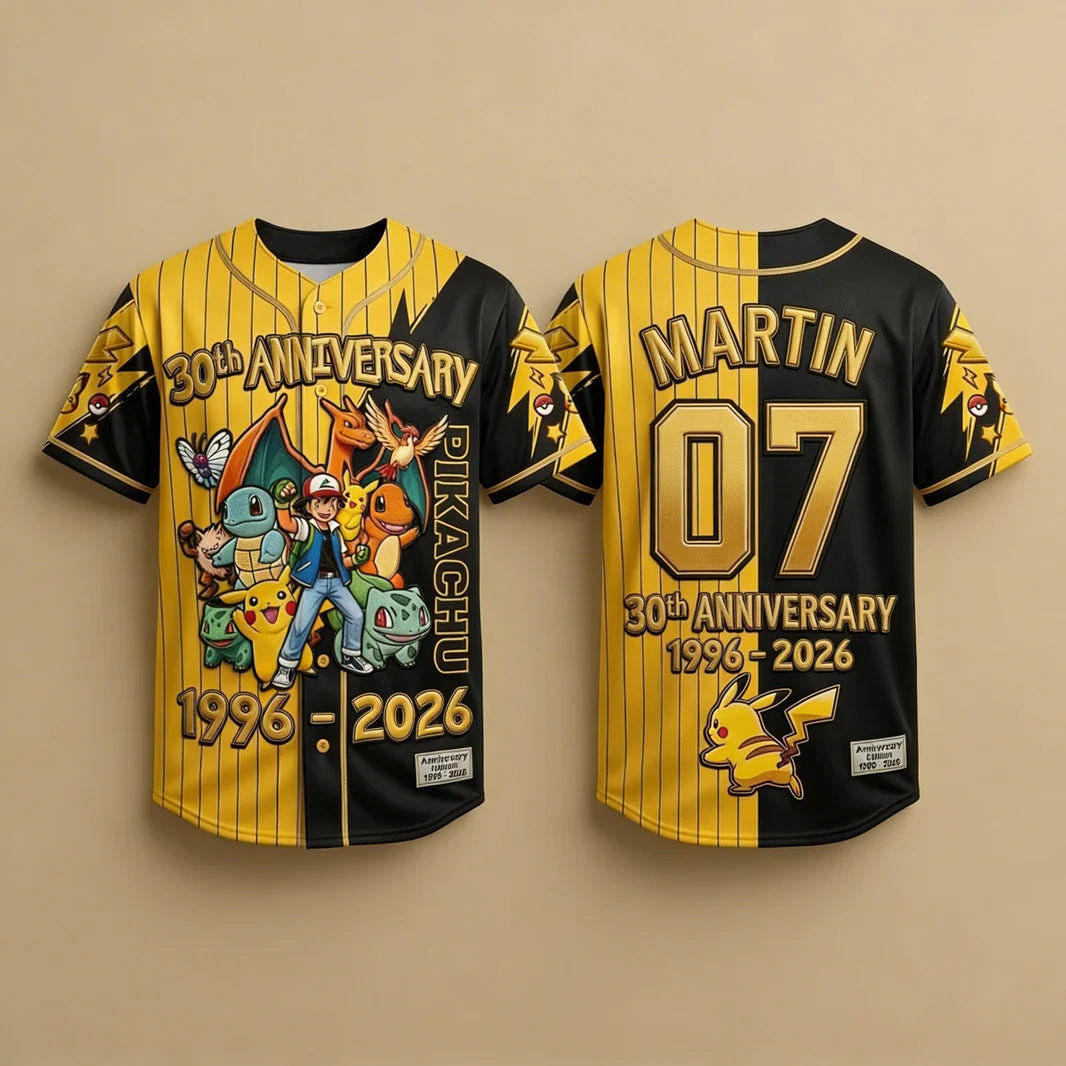 Celebrate 30 Years Of Catching Them All - Personalized Baseball Jersey - MNPS0318NL