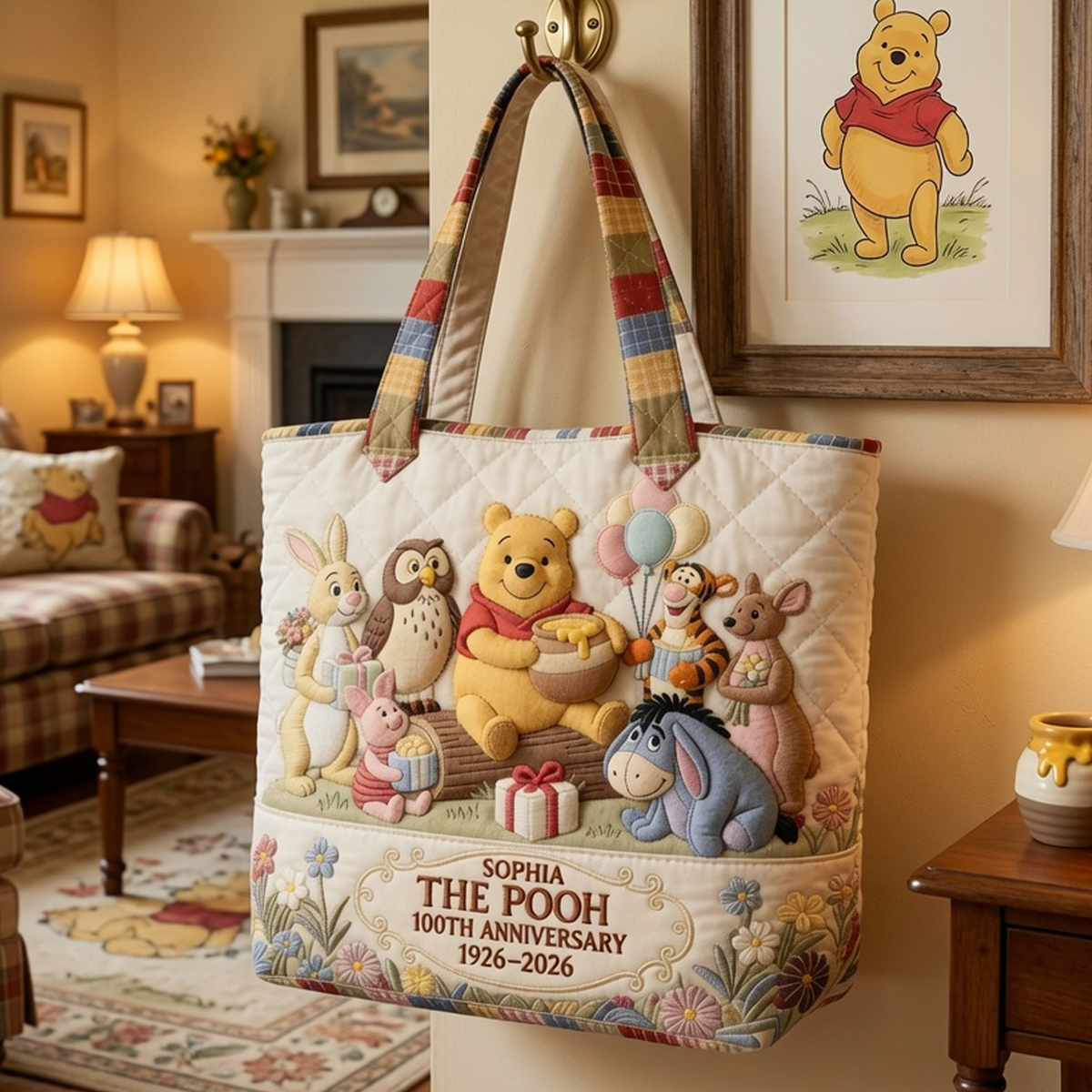 Honey Bear Celebrate 100 Years Of Friendship - Personalized Quilted Tote Bag - NSK10007