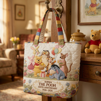 Honey Bear Celebrate 100 Years Of Friendship - Personalized Quilted Tote Bag - NSK10049