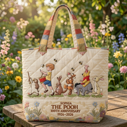 Honey Bear Celebrate 100 Years Of Friendship - Personalized Quilted Tote Bag - NSK10050