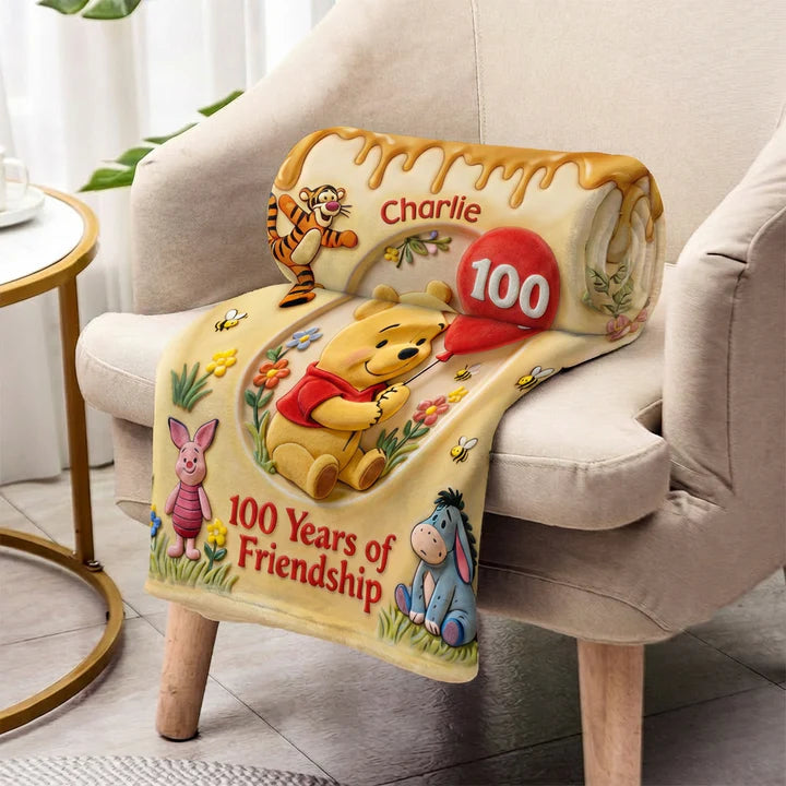 Honey Bear 100 Years Of Friendship - Personalized Mouse Blanket | MNPB01007
