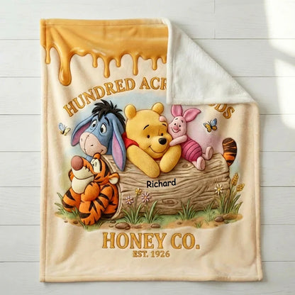 Honey Bear Happy 100 Years Of Woodland Friends - Personalized Mouse Blanket | MNPB01008
