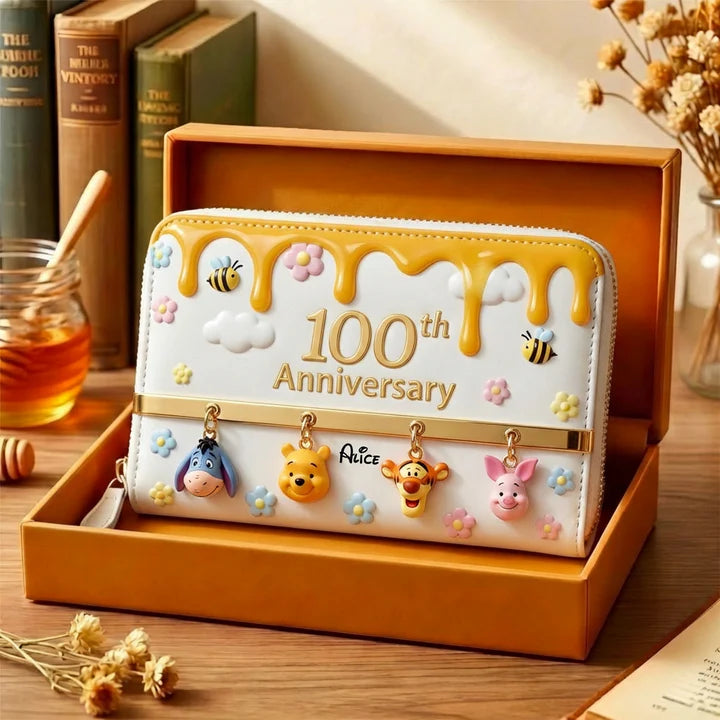 Honey Bear Anniversary 100 Years Of Friendship - Personalized Leather Handbag And Long Wallet | MNPHB01001