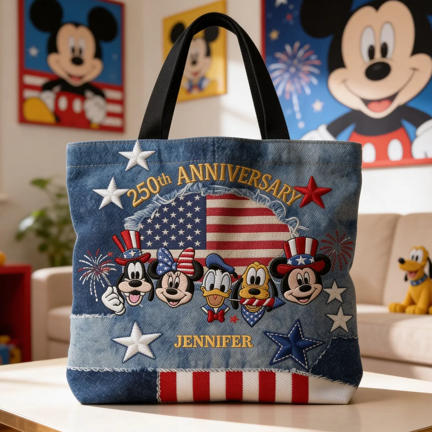 Magic Mouse Celebrate 250 Years Of America Freedom - Personalized Tote Bag - NSK10035