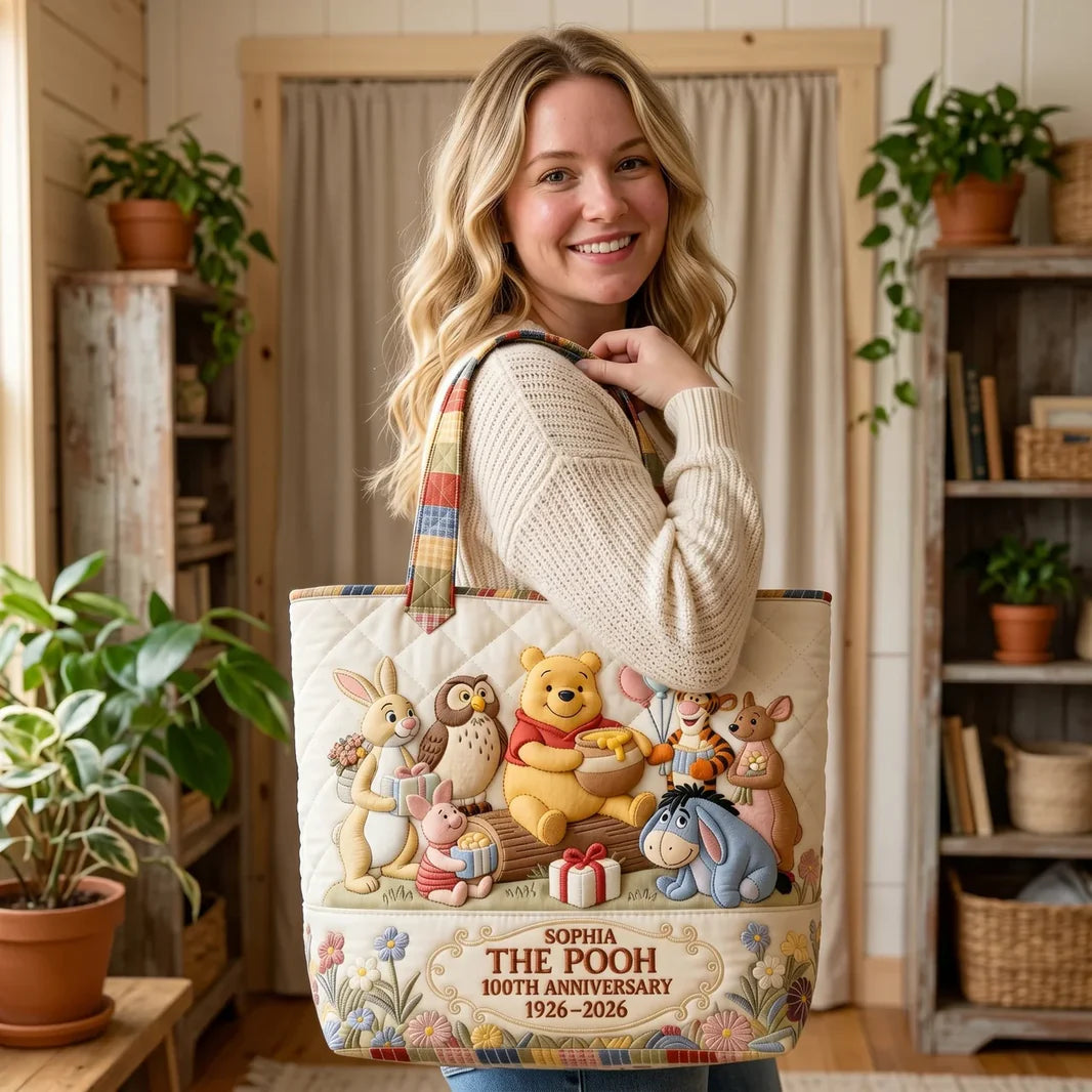 Honey Bear Celebrate 100 Years Of Friendship - Personalized Quilted Tote Bag - NSK10007
