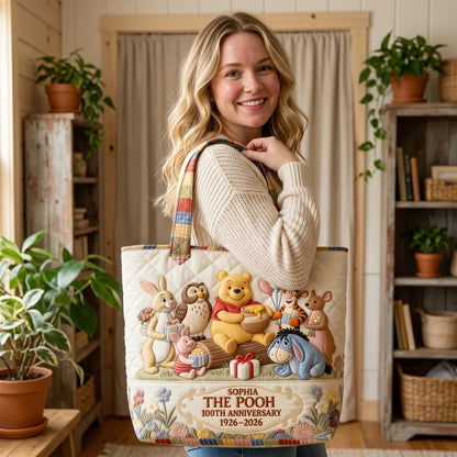 Honey Bear Celebrate 100 Years Of Friendship - Personalized Quilted Tote Bag - NSK10007