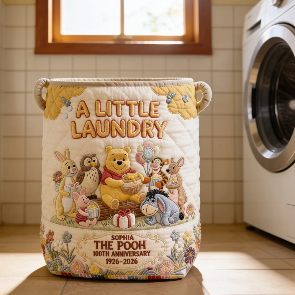Honey Bear Celebrate 100 Years Of Friendship - Personalized Quilted Laundry Basket - NSK10103