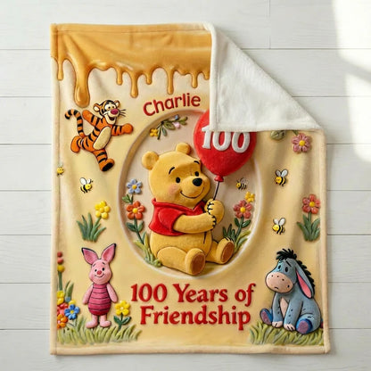 Honey Bear 100 Years Of Friendship - Personalized Mouse Blanket | MNPB01007