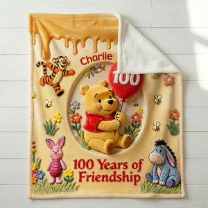 Honey Bear 100 Years Of Friendship - Personalized Mouse Blanket | MNPB01007
