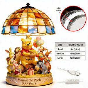 Honey Bear Celebrating 100 Years Of Friendship - Personalized Yellow Bear Acrylic LED Night Light | MNPS01003